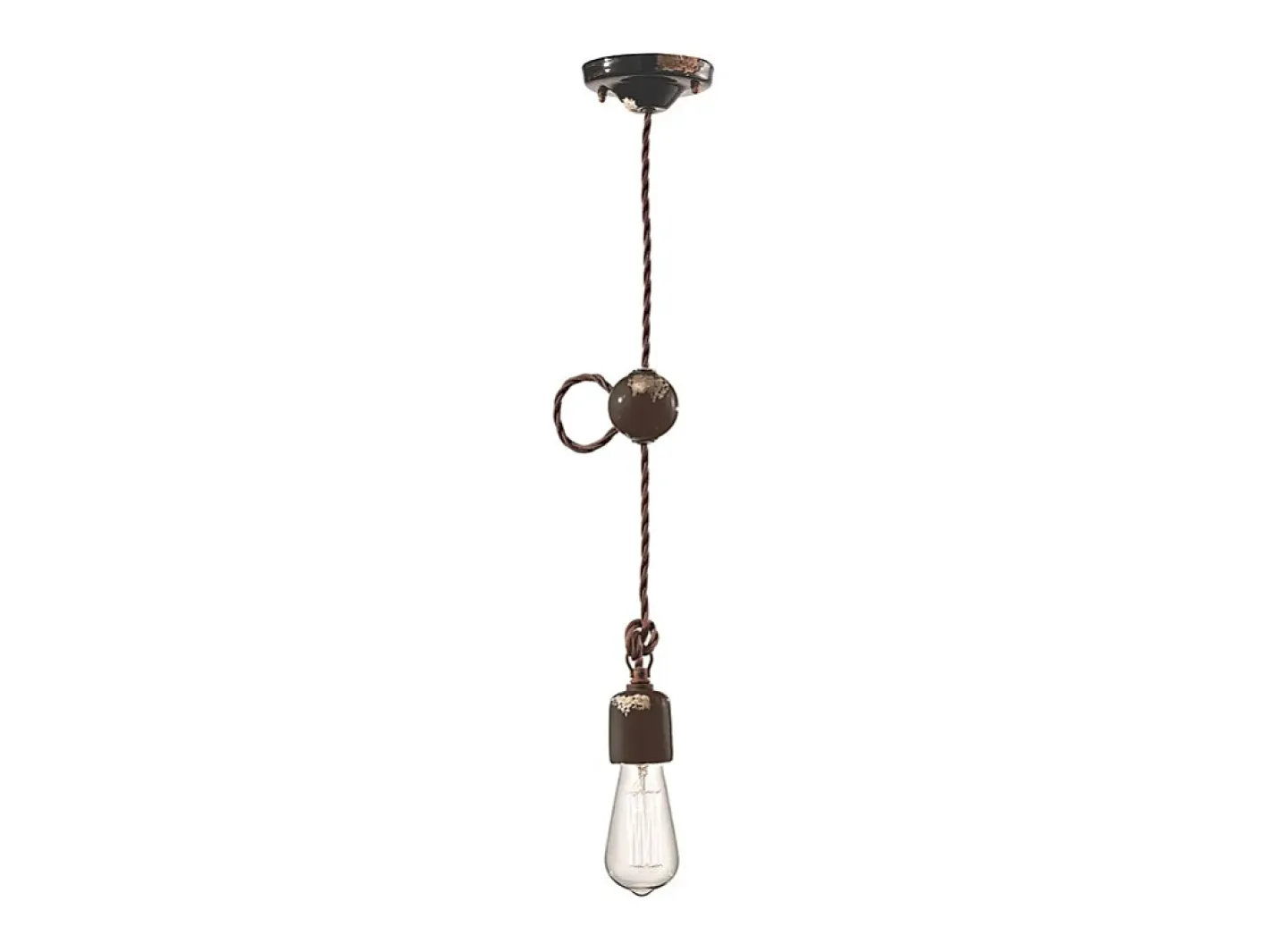 Ferroluce Sospensione Vintage Ceramica Nera 1 Luce E27 Negro Sale