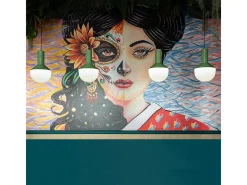 Ferroluce Lámpara Suspendida-Sospensione Vintage Grande Decò Selaron Ceramica Salvia 1 Luce E27 Verde