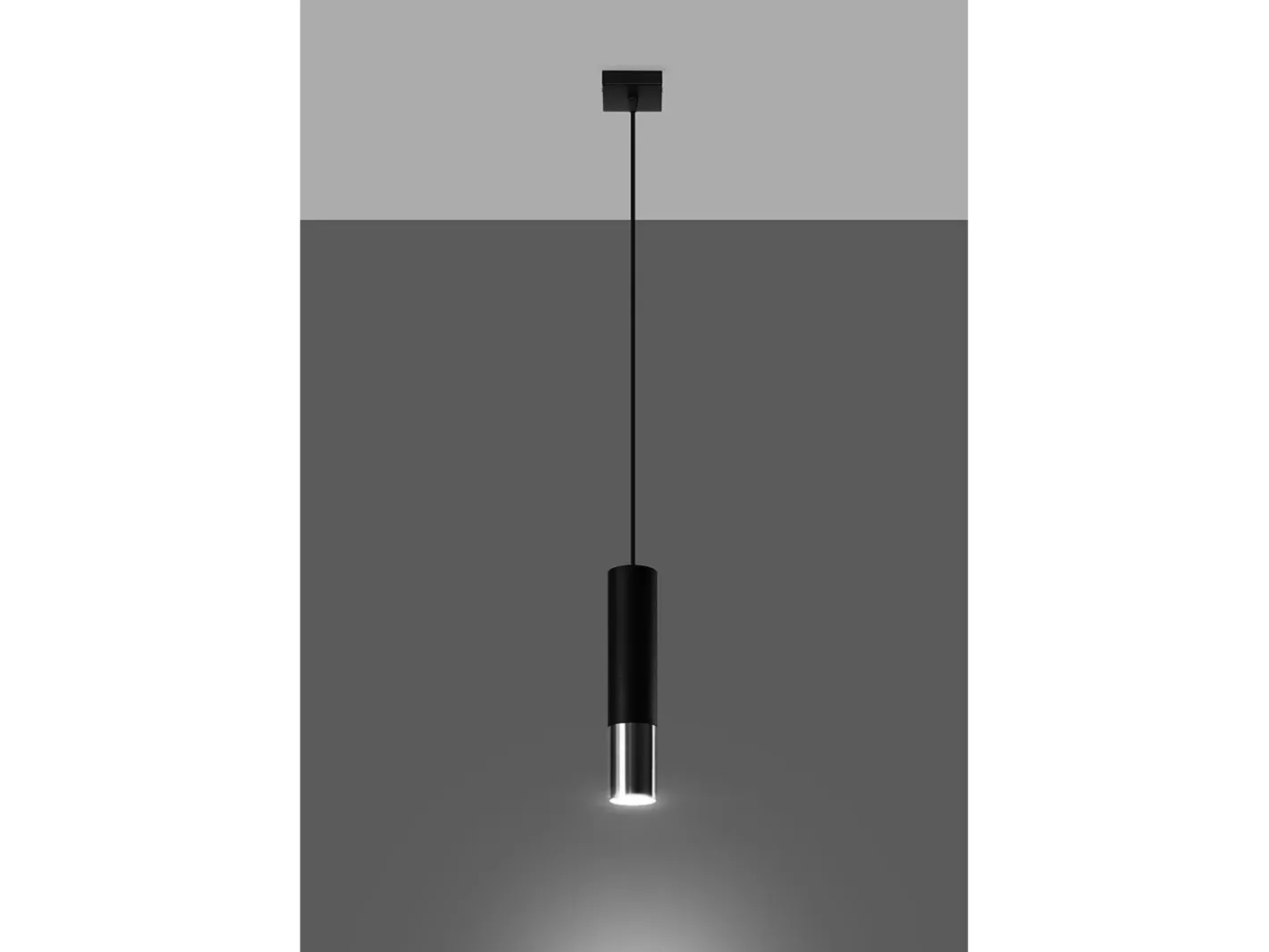Sollux Lighting Sottile Lampada a Sospensione 8 cm Nera, Cromata GU10 Lámpara colgante delgada de 8 cm Negro, Cromo GU10 Gris
