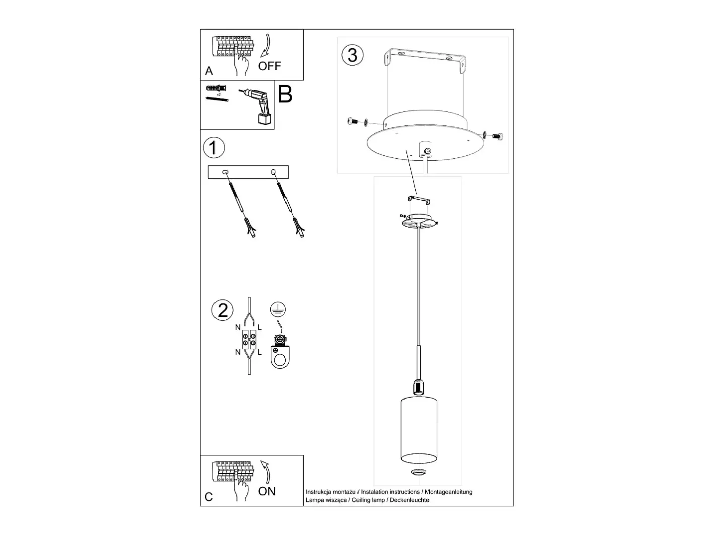 Hot Sollux Lighting Sottile Lampada a Sospensione Cilindrica Nera 15cm E27 Lámpara Colgante Slim Cilíndrica 15cm E27 Negro