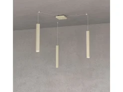 Lámpara Suspendida-Square Tube Sospensione 3 Luci Sabbia Cavo Cm.250 Con Base Marru00f3n