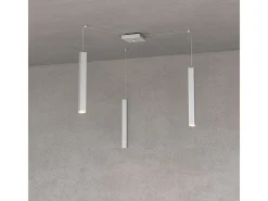 Square Tube Sospensione 3 Luci Grigio Cavo Cm.250 Con Base Gris