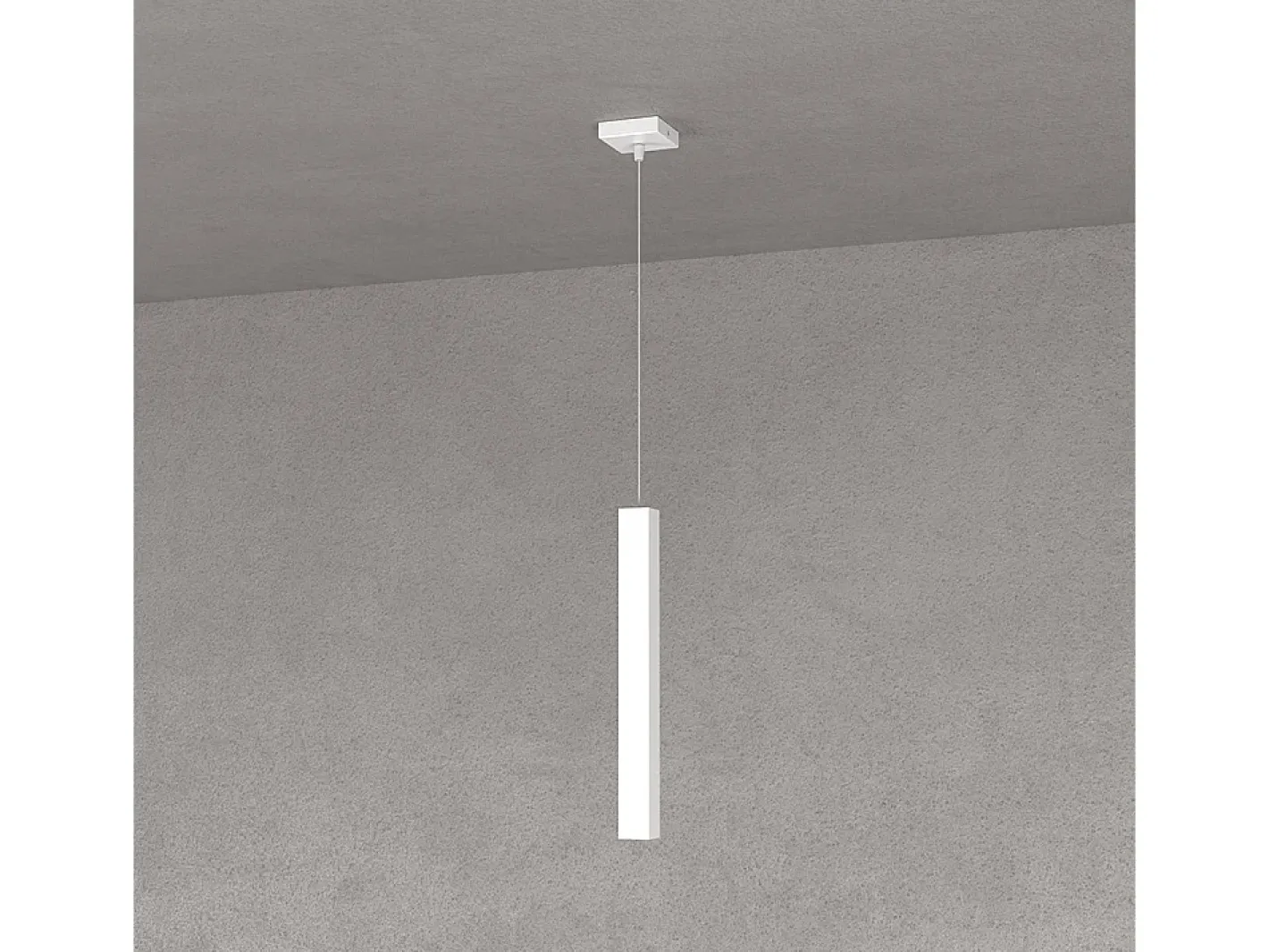 Online Square Tube Sospensione 1 Luce Bianco Cavo Cm.250 Con Base Blanco