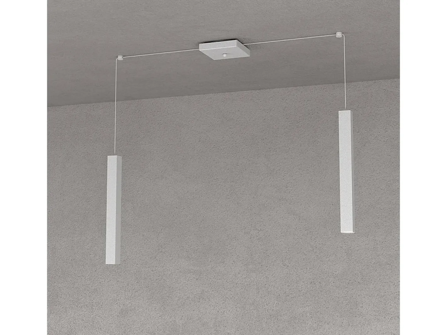 Square Tube Sospensione 2 Luci Grigio Cavo Cm.250 Con Base Gris Discount