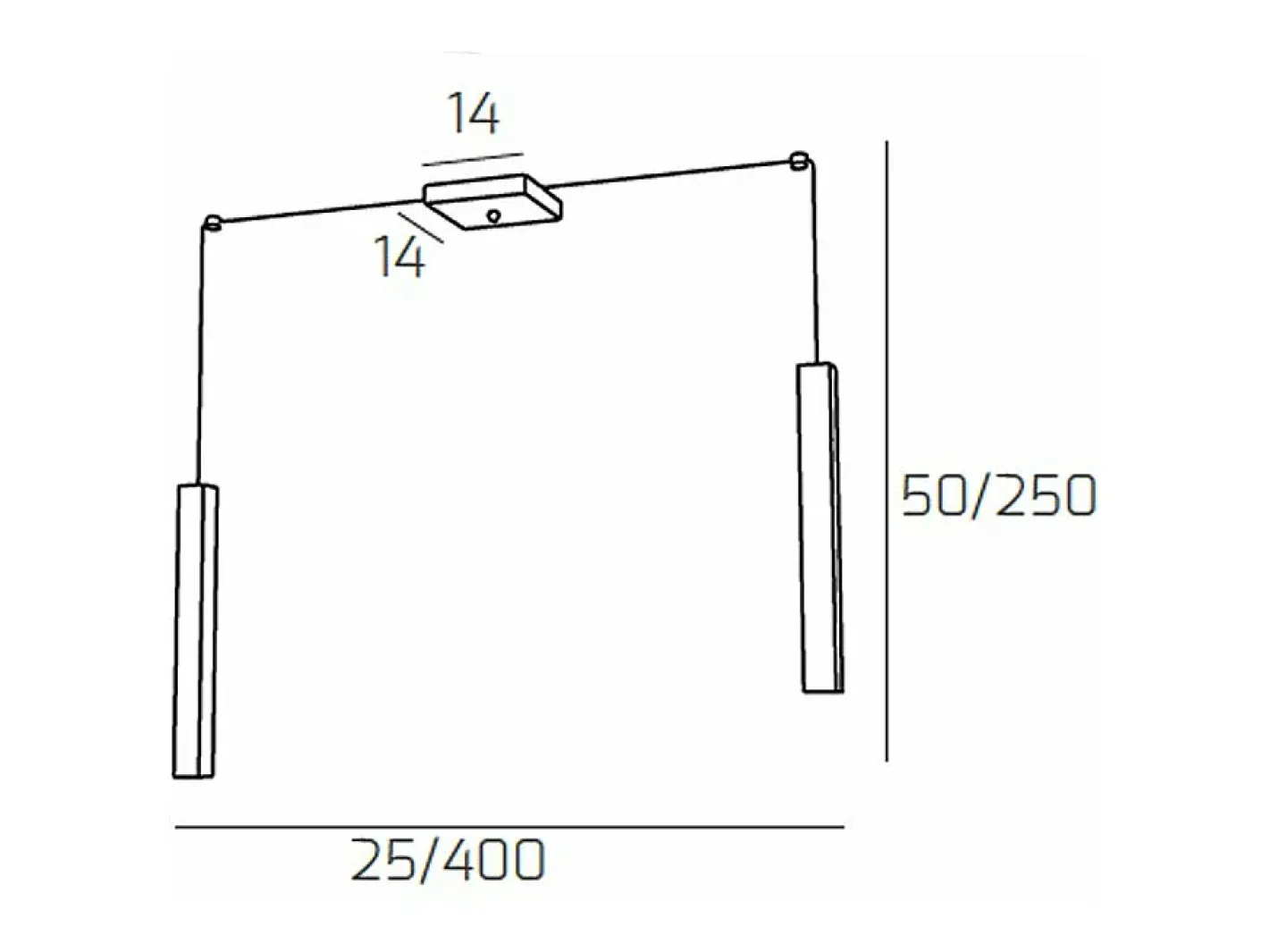 Online Square Tube Sospensione 2 Luci Sabbia Cavo Cm.250 Con Base Marru00f3n