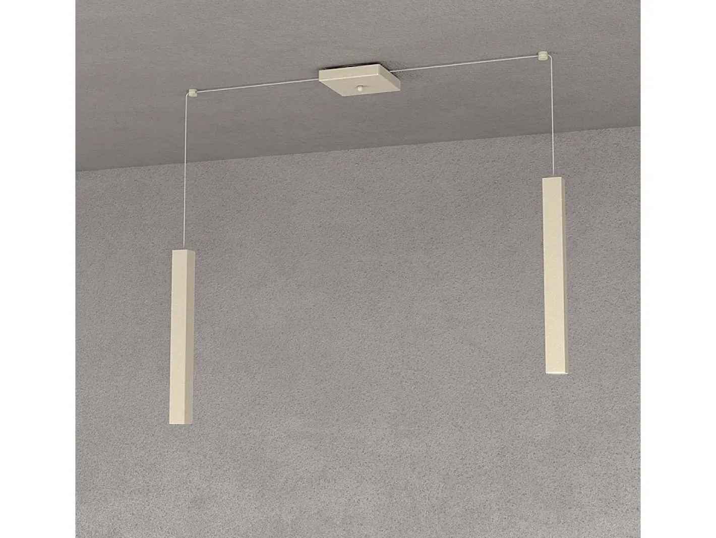 Online Square Tube Sospensione 2 Luci Sabbia Cavo Cm.250 Con Base Marru00f3n