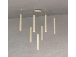 Outlet Square Tube Sospensione 7 Luci Sabbia Cavo Cm.250 Con Base Marru00f3n