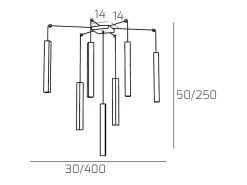 Outlet Square Tube Sospensione 7 Luci Sabbia Cavo Cm.250 Con Base Marru00f3n