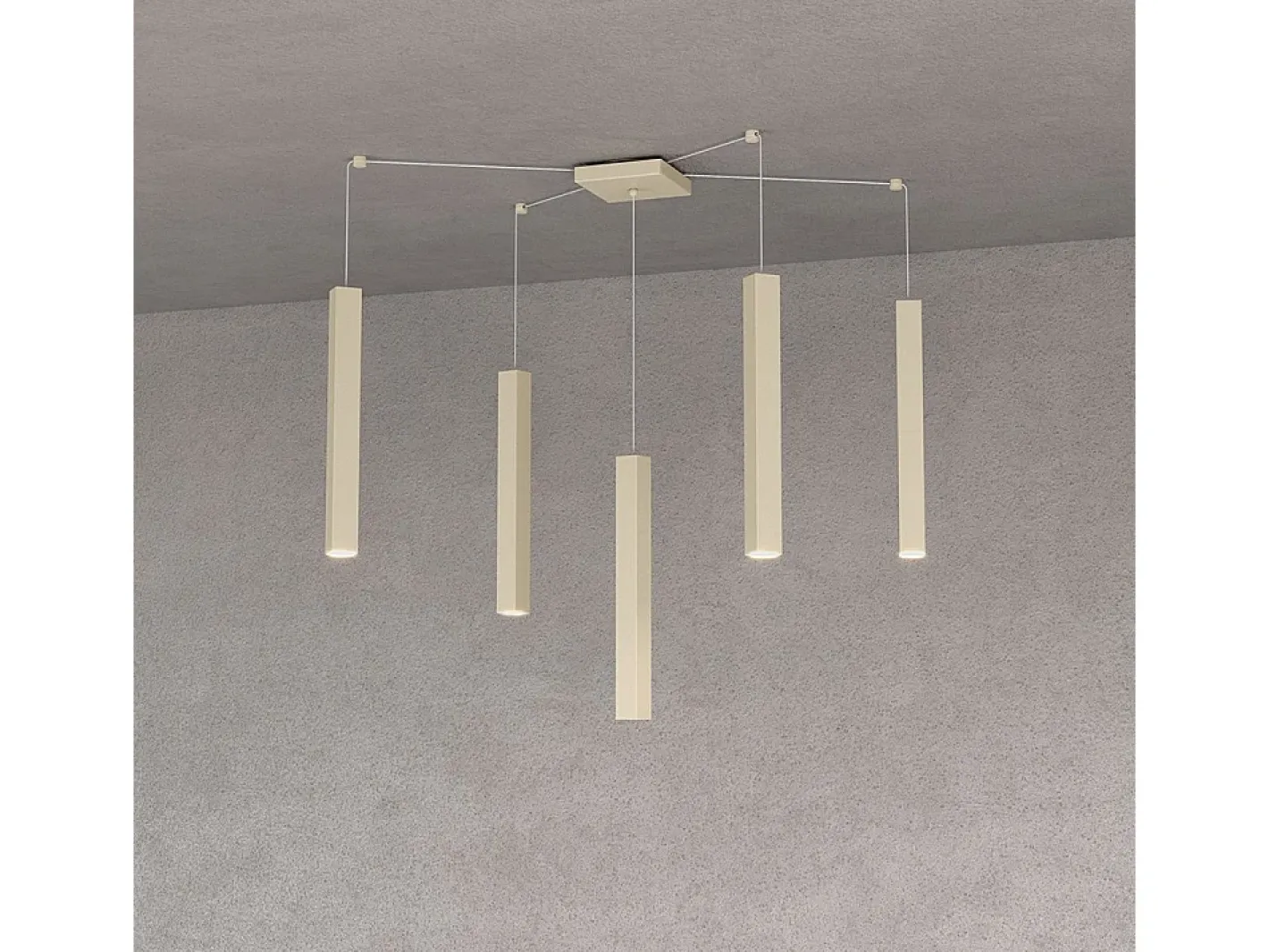 Square Tube Sospensione 5 Luci Sabbia Cavo Cm.250 Con Base Marru00f3n Outlet