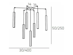 Square Tube Sospensione 7 Luci Bianco Cavo Cm.250 Con Base Blanco Outlet