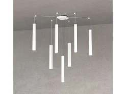 Square Tube Sospensione 7 Luci Bianco Cavo Cm.250 Con Base Blanco Outlet