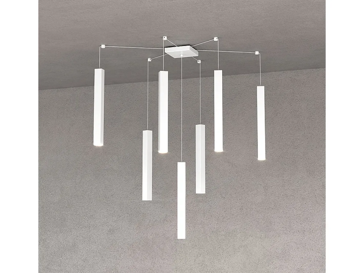 Square Tube Sospensione 7 Luci Bianco Cavo Cm.250 Con Base Blanco Outlet