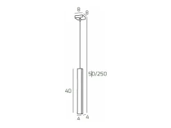 Square Tube Sospensione 1 Luce Nero Cavo Cm.250 Con Base Negro Outlet