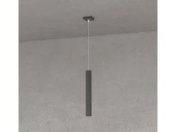 Square Tube Sospensione 1 Luce Nero Cavo Cm.250 Con Base Negro Outlet