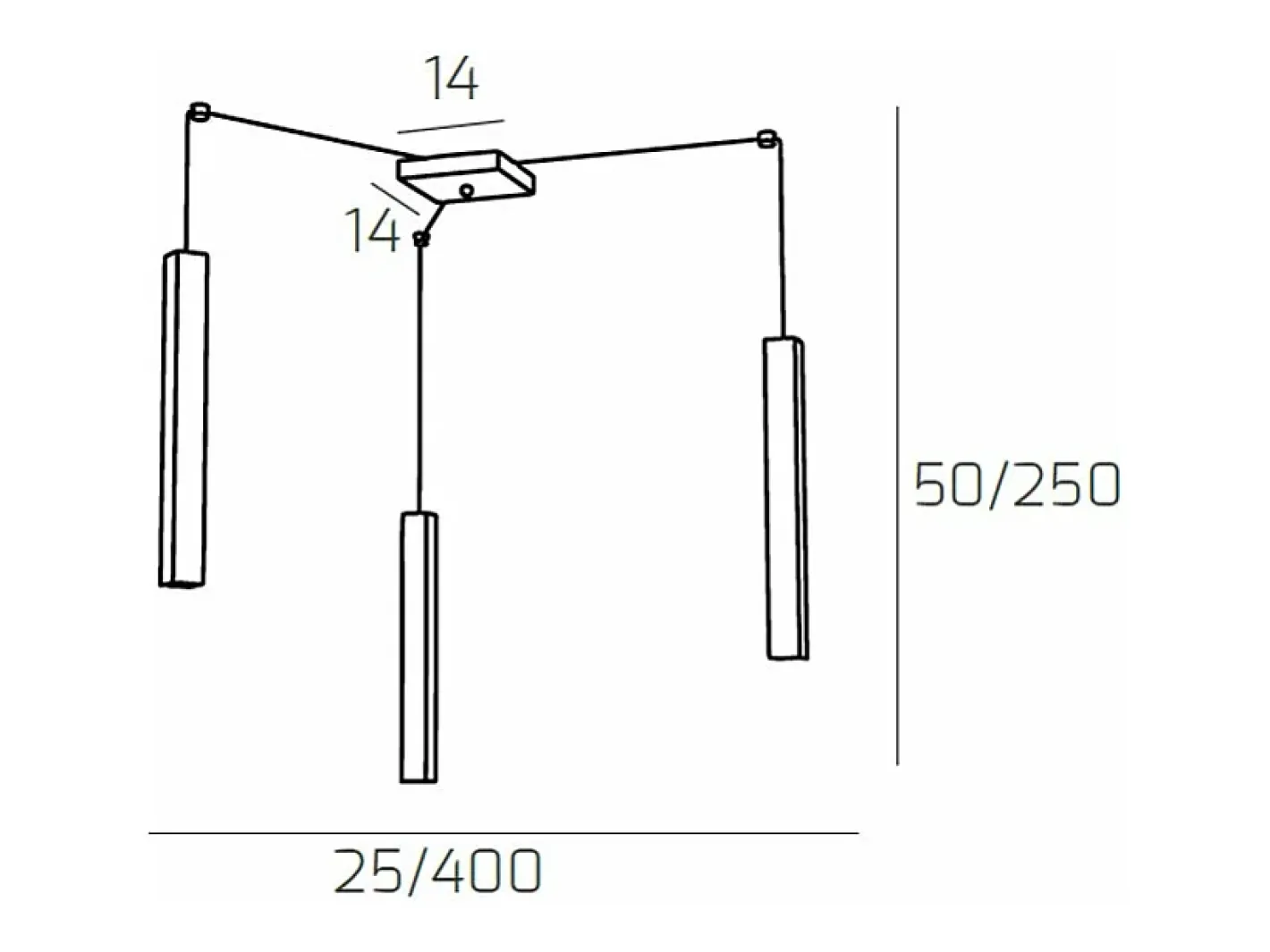 Square Tube Sospensione 3 Luci Grigio Antracite Cavo Cm.250 Con Base Gris Outlet