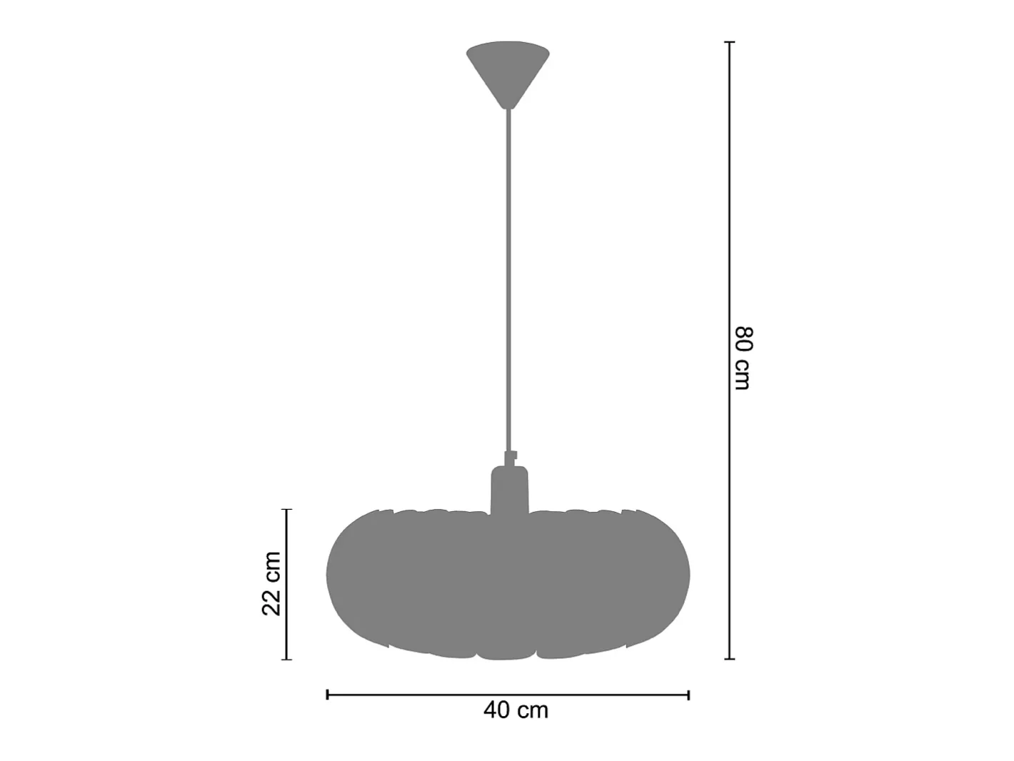 TOSEL Lámpara Suspendida-Suspensión , metal,Aluminio ,A80xD 40x P 40cm Plateado