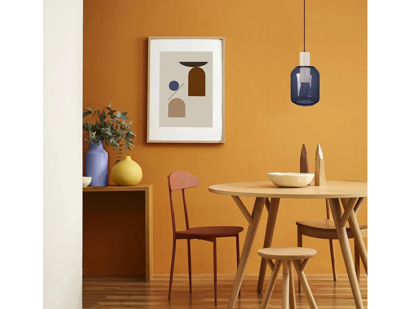 TOSEL Lámpara Suspendida-Suspensión ,madera, , A100xD14xP 14cm Azul