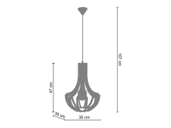 TOSEL Suspensión ,madera,,A107x D 35xP35cm Rojo Clearance