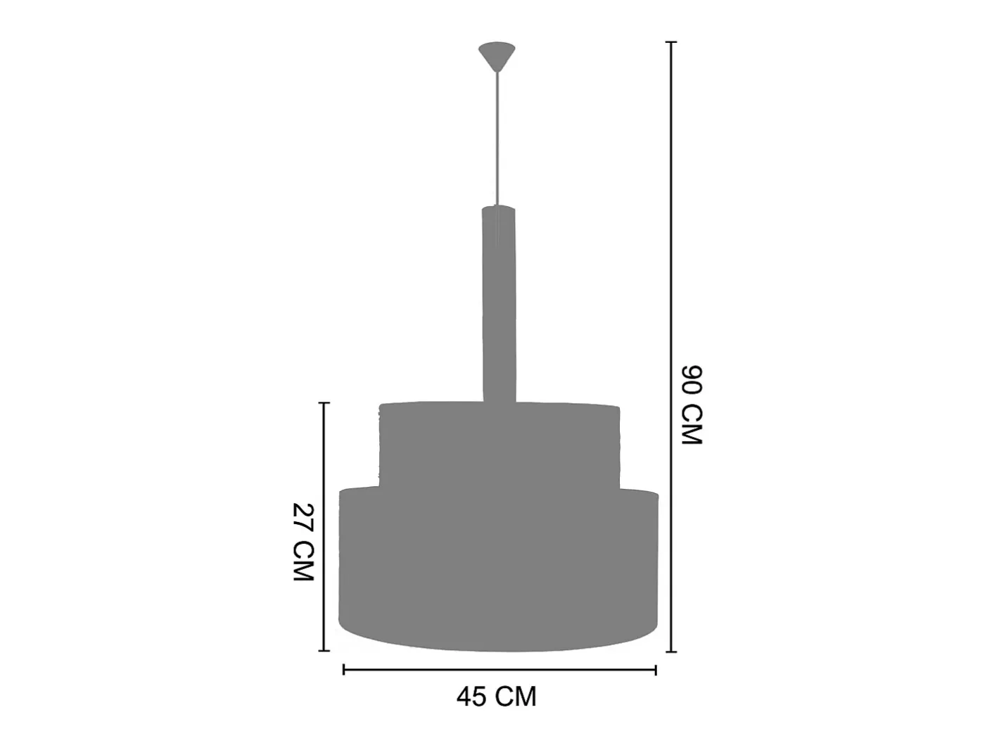 TOSEL Suspensión ,metal, fibra, ,A90xD45xP45cm Negro Best