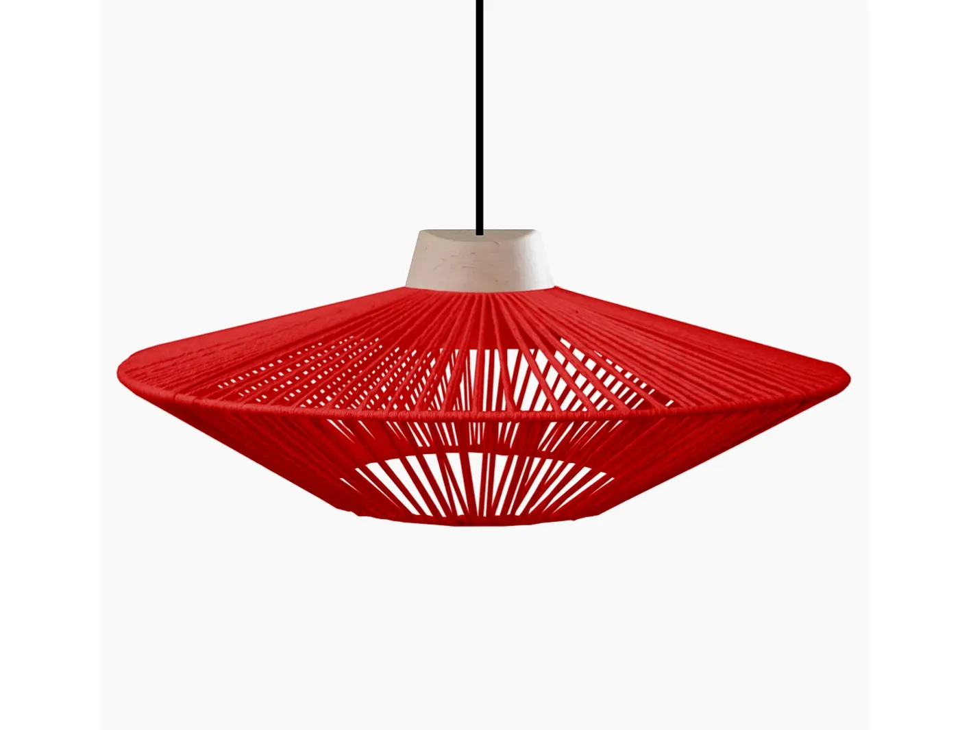 TOSEL Suspensión ,metal, fibra,,A90xD 60x P 60cm Rojo Clearance