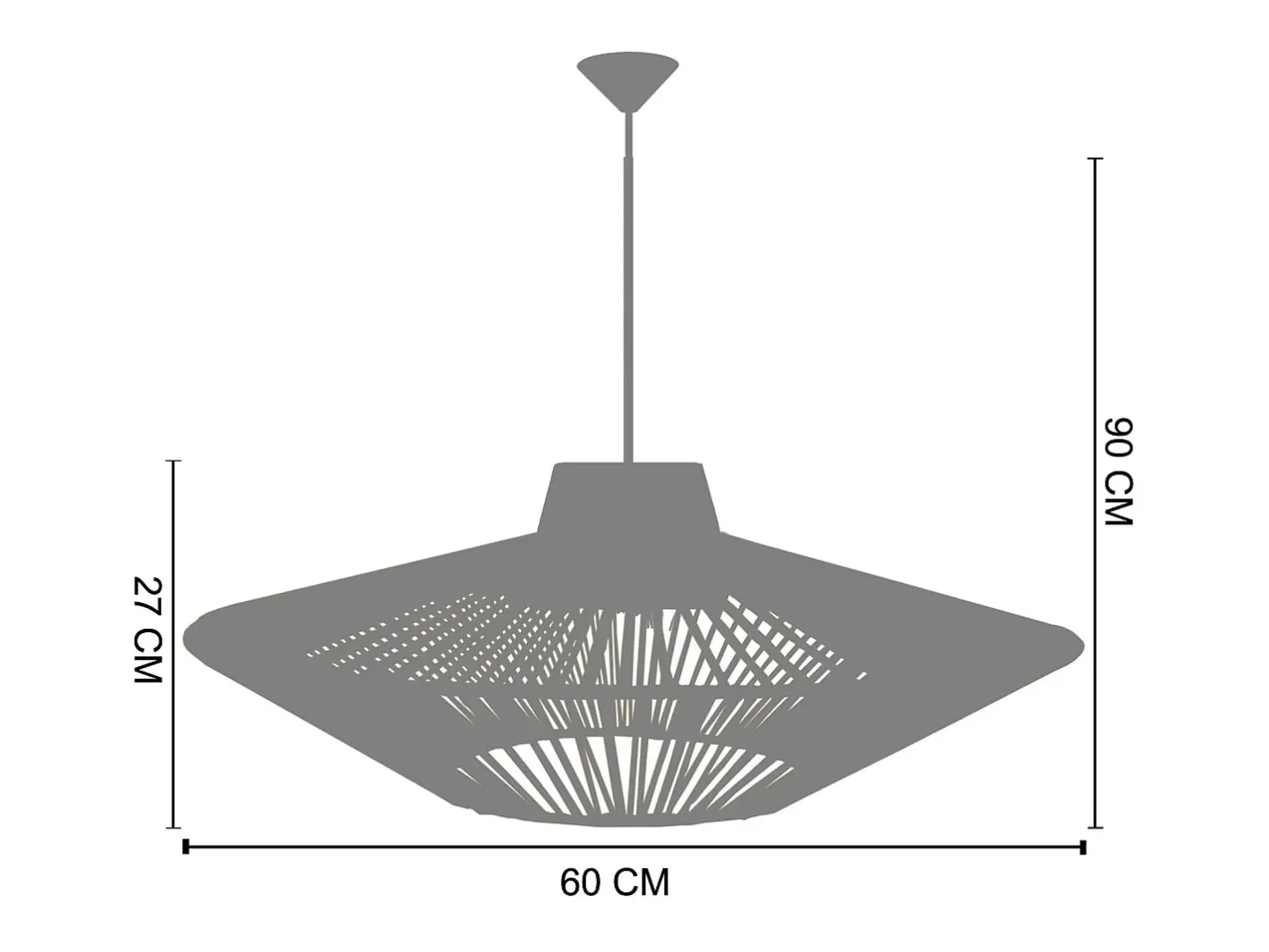 TOSEL Suspensión ,metal, fibra, ,A 90xD60x P 60cm Blanco