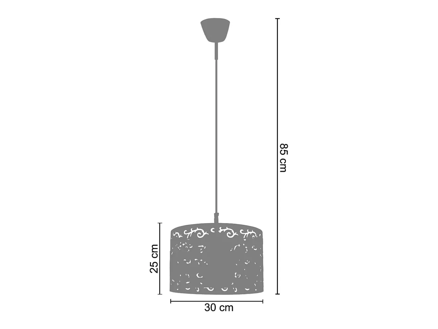 TOSEL Suspensión ,metal , , A 85xD30x P 30cm Negro
