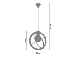 TOSEL Lámpara Suspendida-Suspensión ,metal, , A 88xD28xP28cm Negro