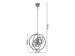 TOSEL Lámpara Suspendida-Suspensión ,metal,Aluminio ,A 100x D40xP40cm Plateado