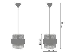 TOSEL Lámpara Suspendida-Suspensión ,metal, ,A85xD 27x P 27cm Blanco