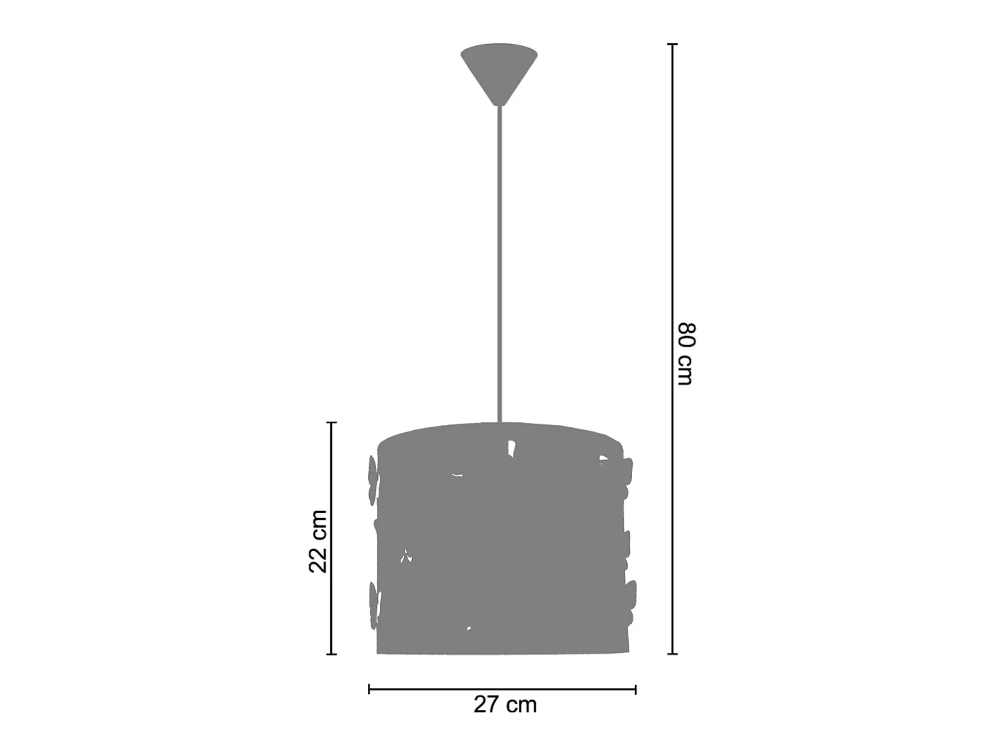 Outlet TOSEL Suspensión ,metal, , A80xD27xP 27cm Blanco