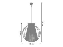 TOSEL Suspensión ,metal-fibra,natural,A 90xD 32x P 32cm Color natural claro