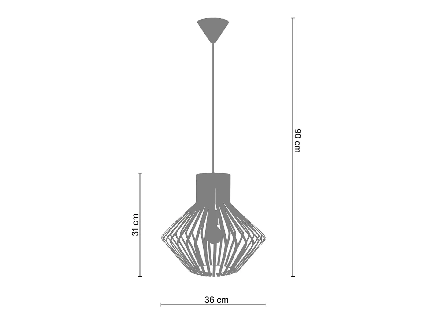TOSEL Lámpara Suspendida-Suspensión ,metal, ,A 90x D36xP36cm Gris