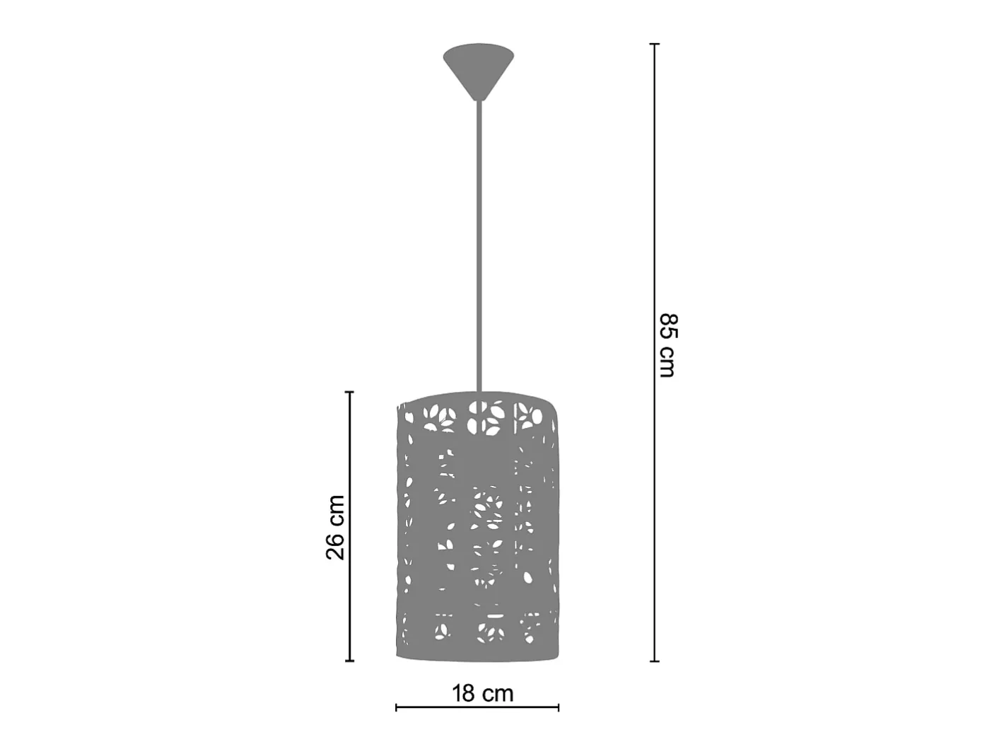 TOSEL Suspensión ,metal, ,A85xD 18x P 18cm Negro Clearance