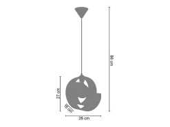 TOSEL Lámpara Suspendida-Suspensión ,metal,,A 86xD28x P 28cm Rojo