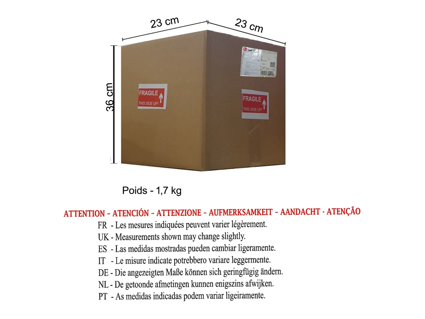 New TOSEL Suspensión ,vidrio, ,A80xD 24,5xP24,5cm Transparente