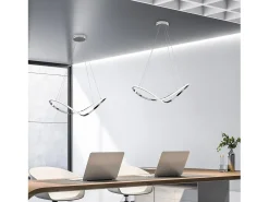 Suspensión Infinity en metal y aluminio cromado pulido con LED integrado y cables eléctricos regulables L. 70 X 30 BL239-SCR Plateado Hot