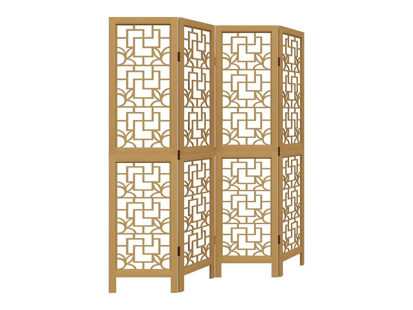 Tabique divisorio de 4 paneles en madera maciza de paulownia marrón Marru00f3n Online