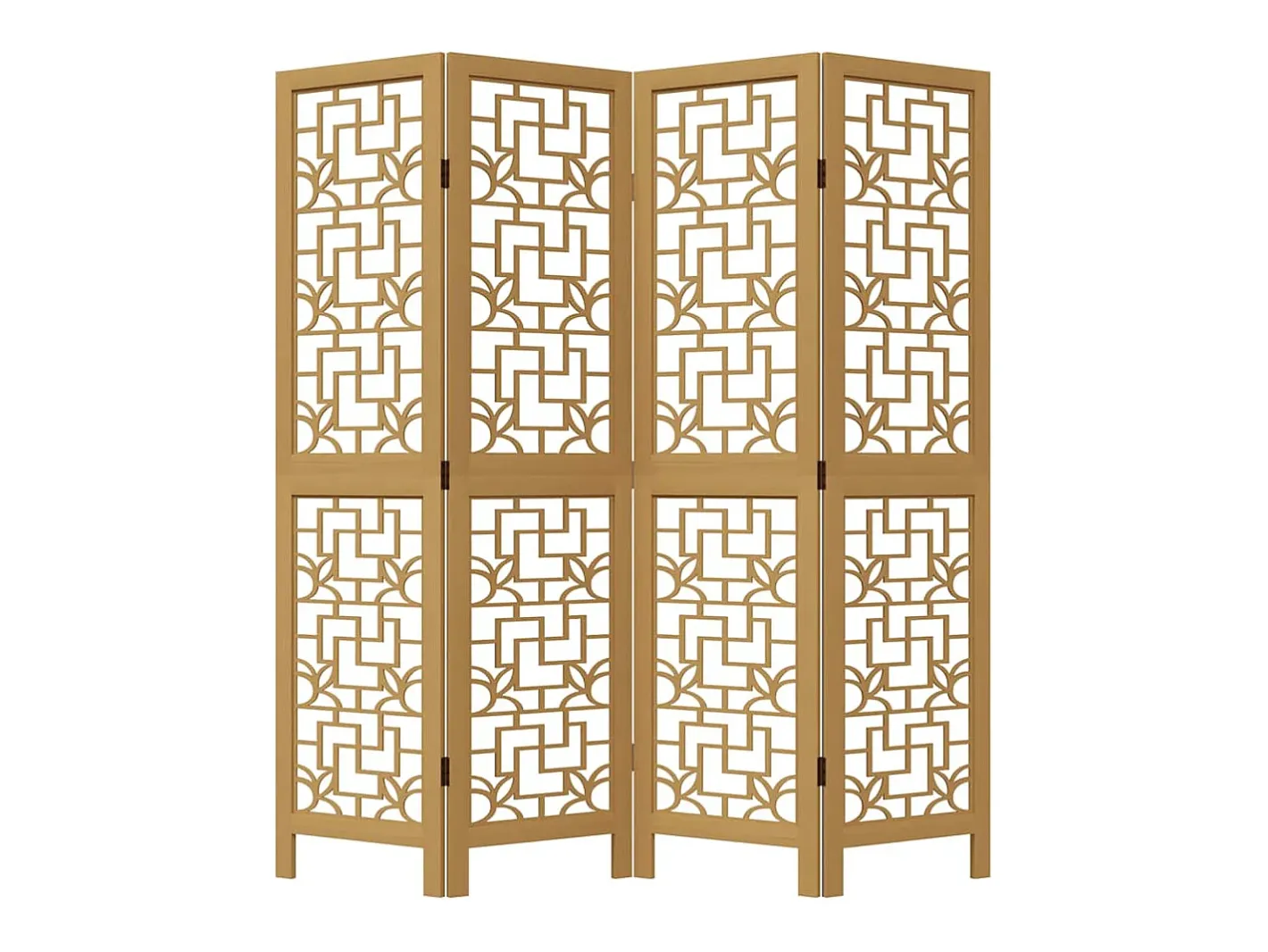 Tabique divisorio de 4 paneles en madera maciza de paulownia marrón Marru00f3n Online