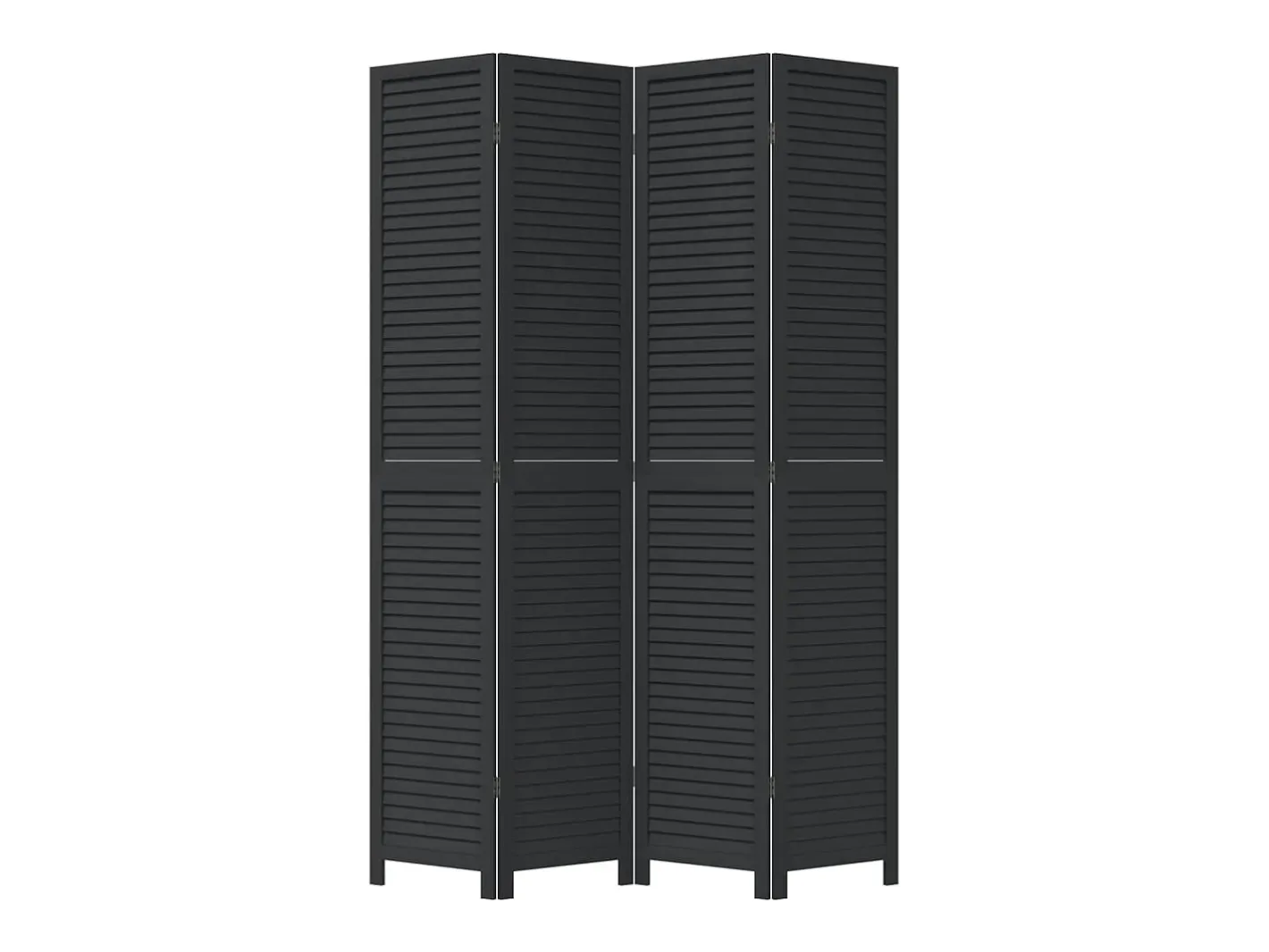 Tabique divisorio de 4 paneles en madera maciza de paulownia negra Negro Online
