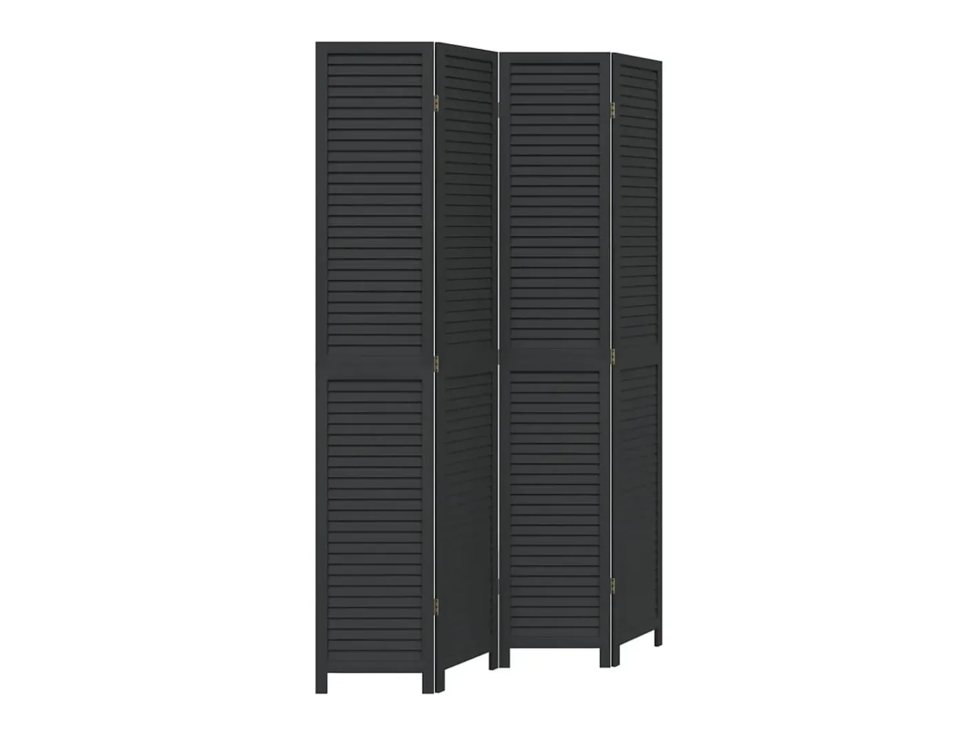 Tabique divisorio de 4 paneles en madera maciza de paulownia negra Negro Online