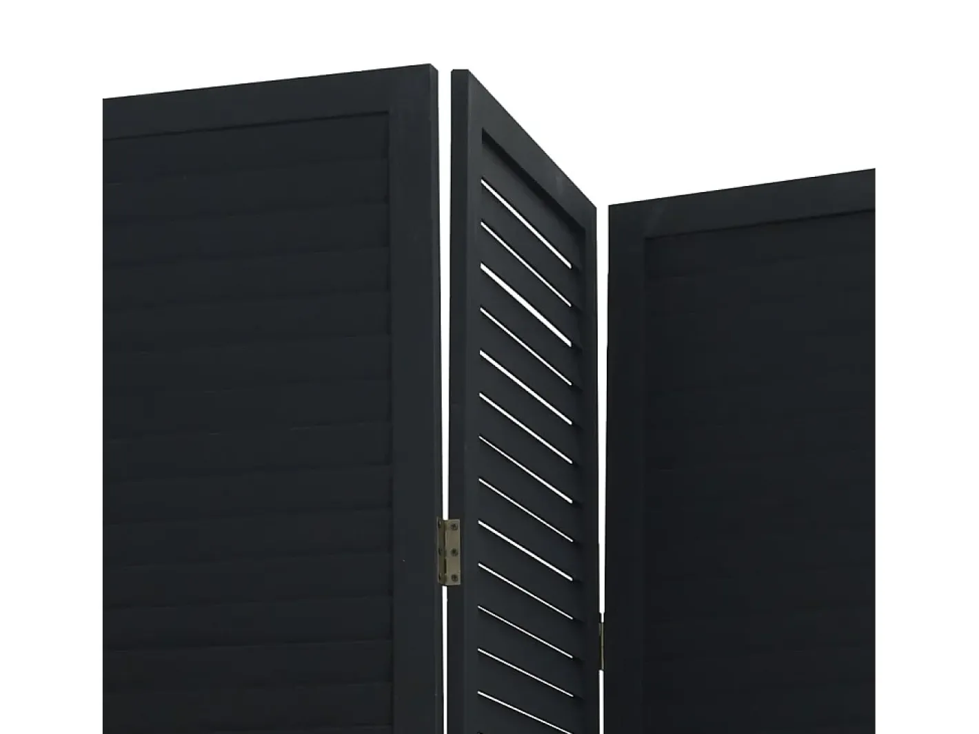 Tabique divisorio de 4 paneles en madera maciza de paulownia negra Negro Online