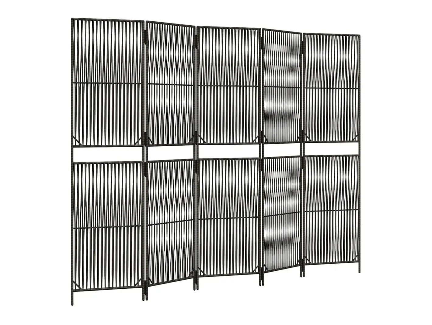 Biombo-Tabique divisorio de 5 paneles de mimbre de resina Gris