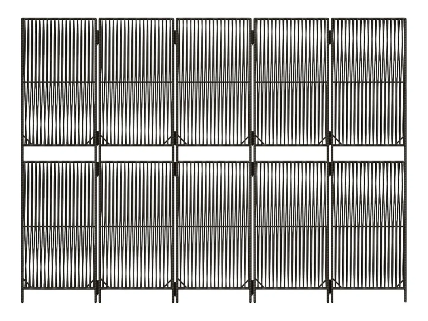 Biombo-Tabique divisorio de 5 paneles de mimbre de resina Gris