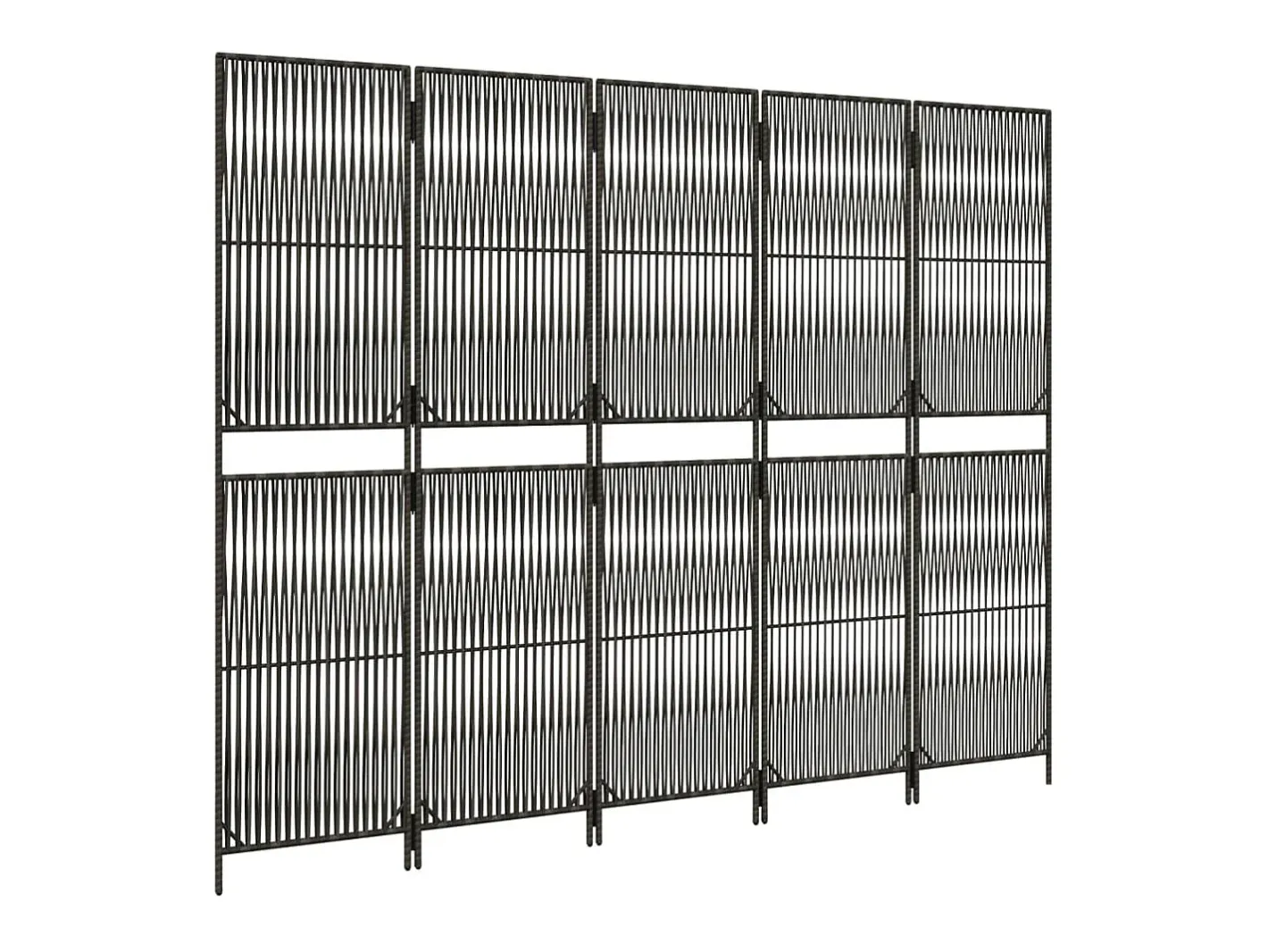 Biombo-Tabique divisorio de 5 paneles de mimbre de resina Gris