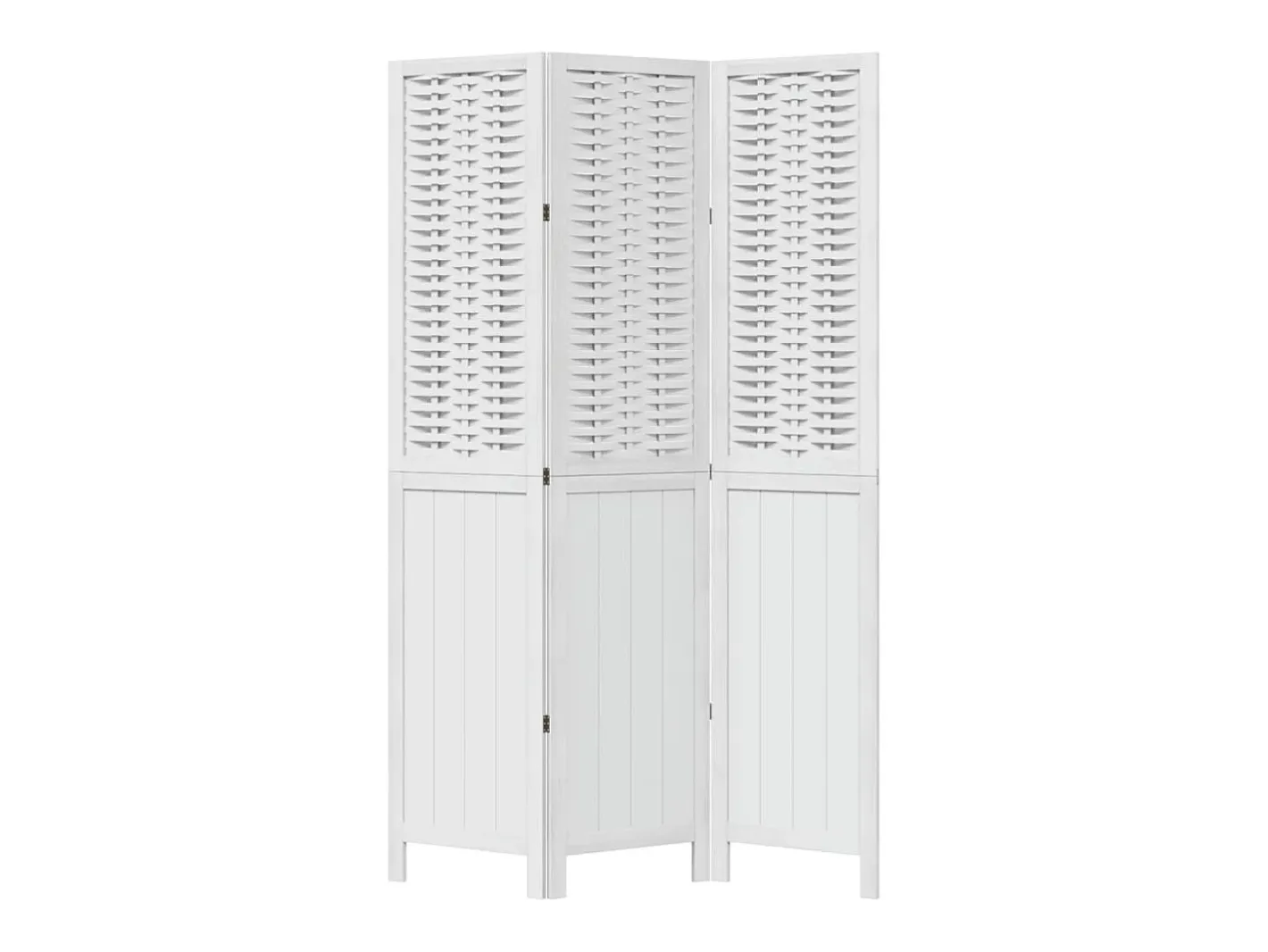 Tabique divisorio de 3 paneles en madera maciza de paulownia blanca Blanco Clearance
