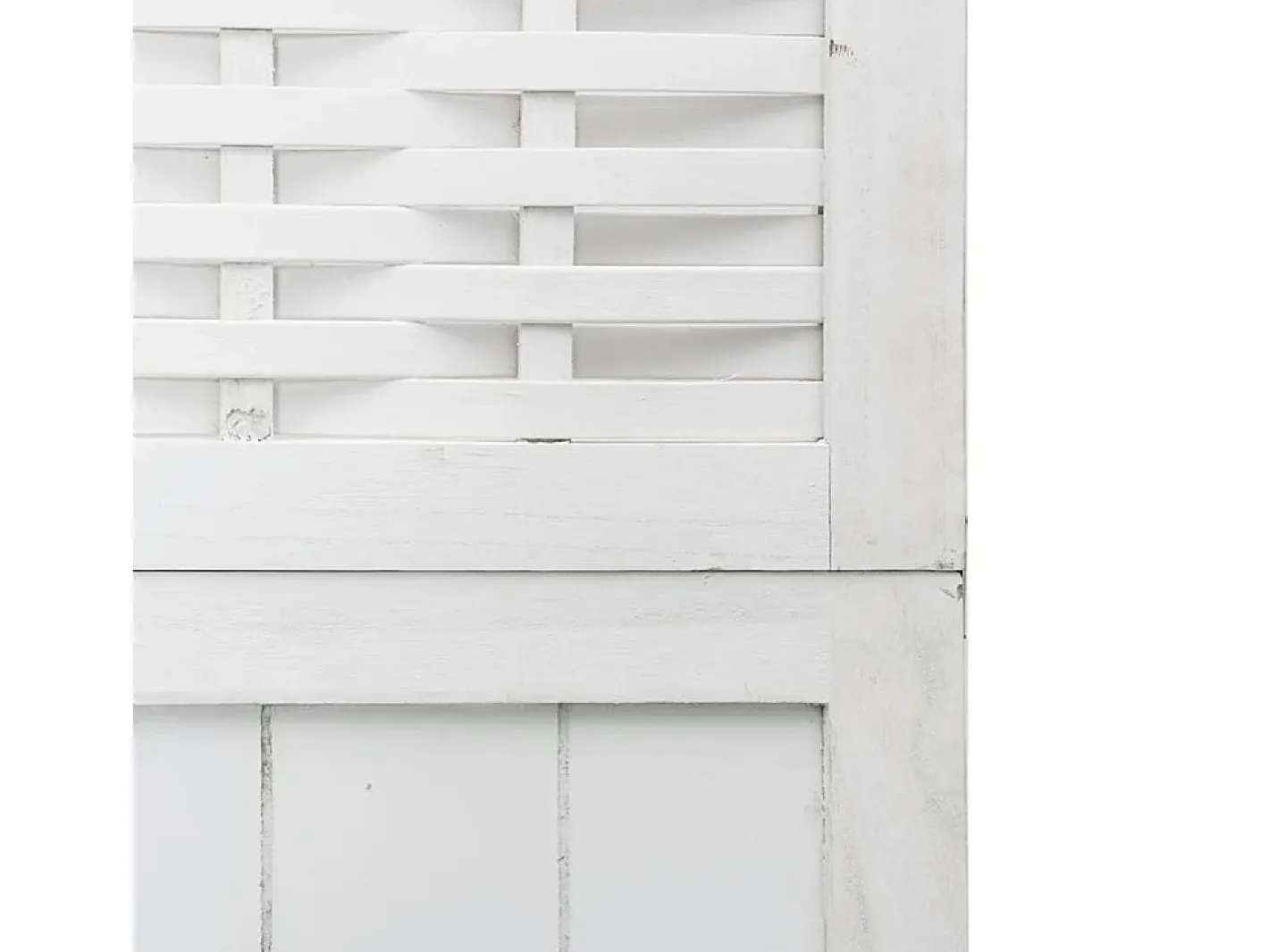 Clearance Tabique divisorio de 4 paneles en madera maciza de paulownia blanca Blanco