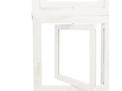 Biombo-Tabique divisorio de 3 paneles en madera maciza de paulownia blanca Blanco