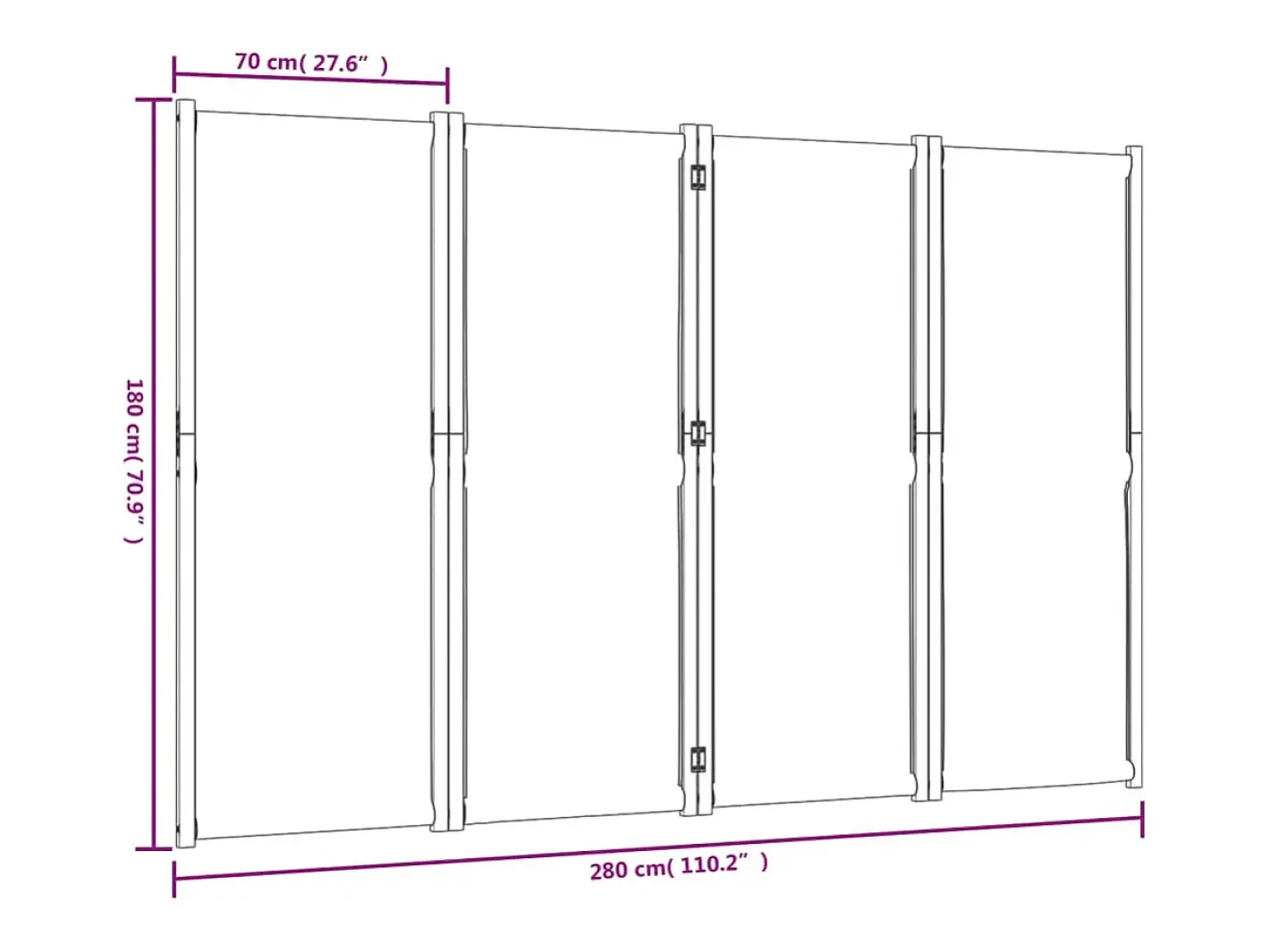 Tabique divisorio de 4 paneles oscuro 280x180 cm Azul Online