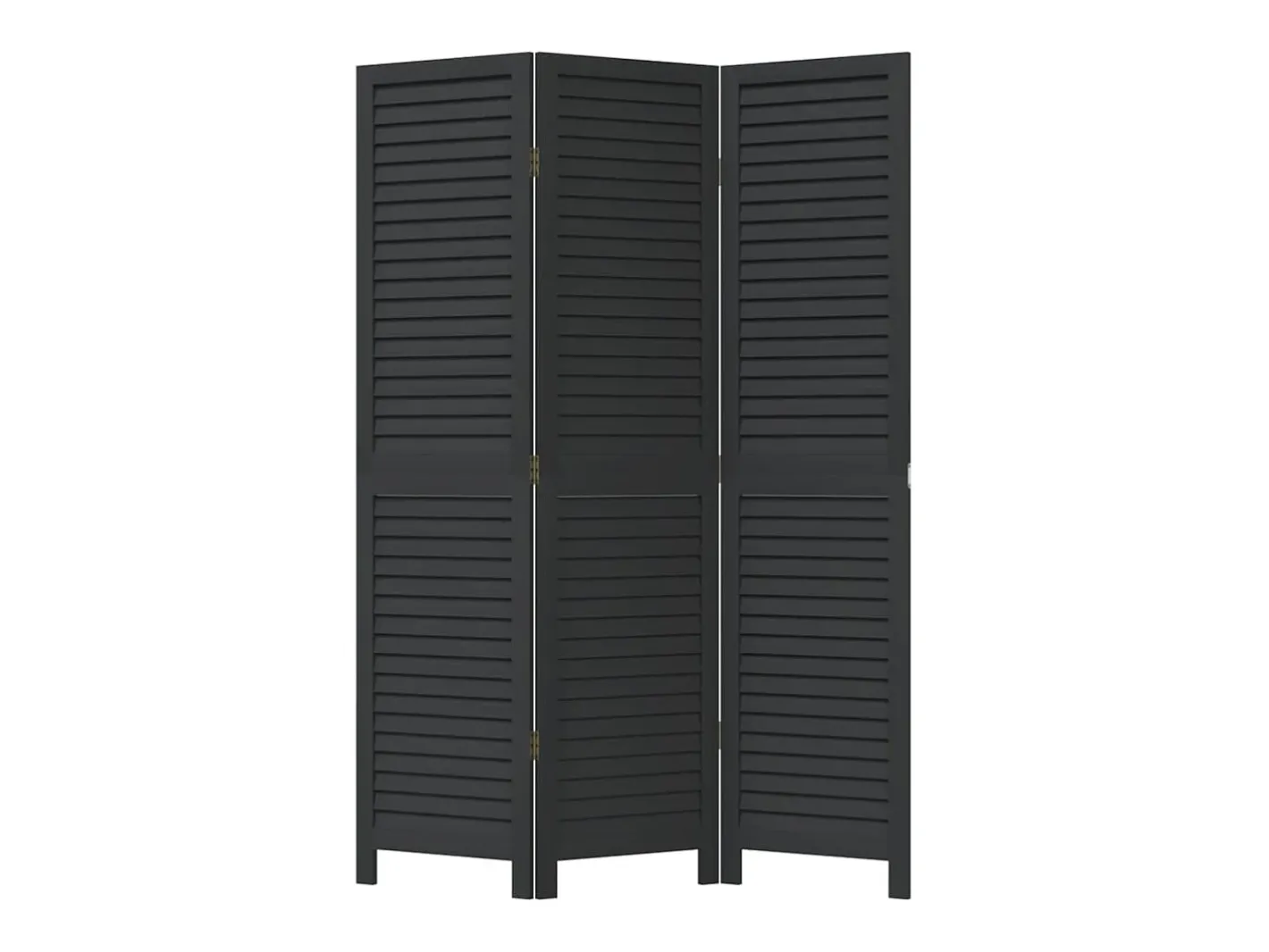 Outlet Tabique divisorio de 3 paneles en madera maciza de paulownia negra Negro