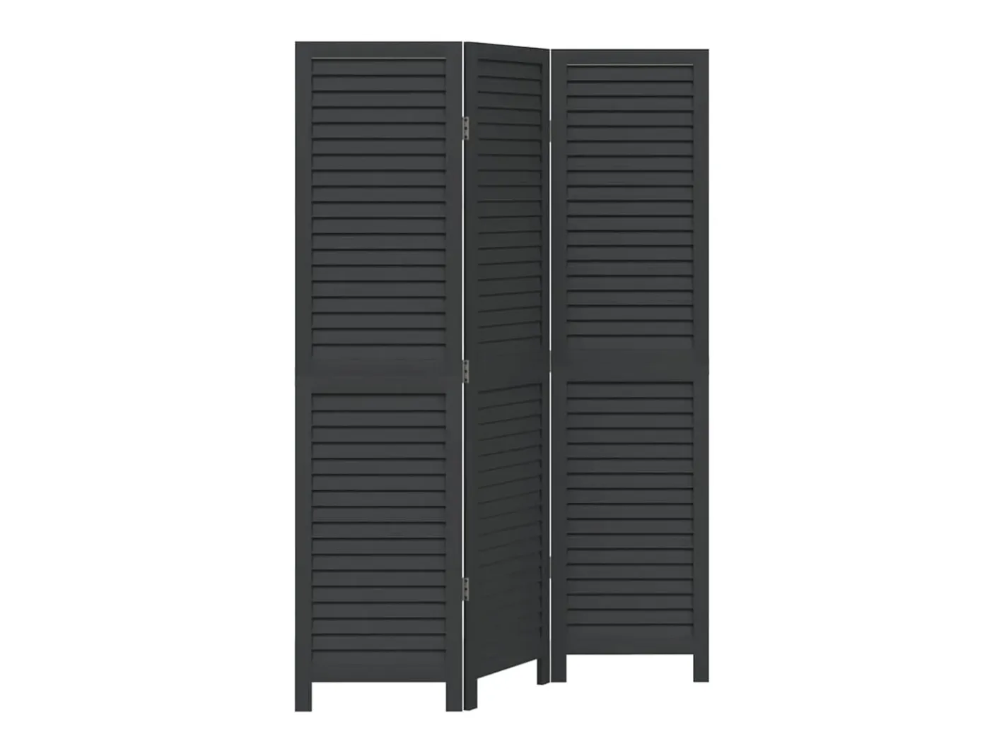 Outlet Tabique divisorio de 3 paneles en madera maciza de paulownia negra Negro